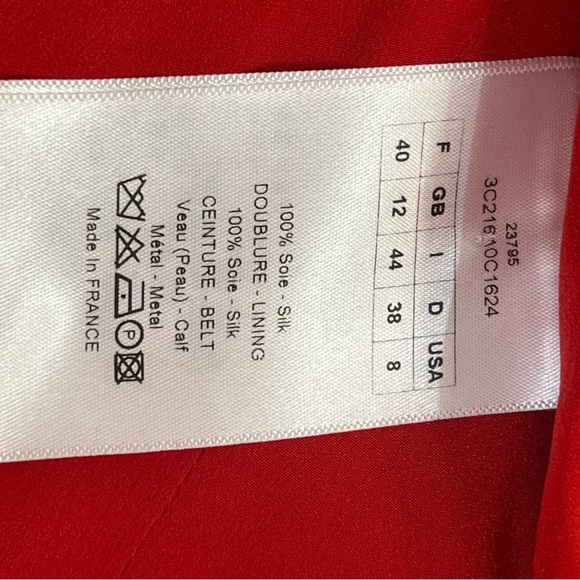 Dior Red silk elongated sheath dress F40 / US8. Vintage 2010’s. - Picture 8 of 9